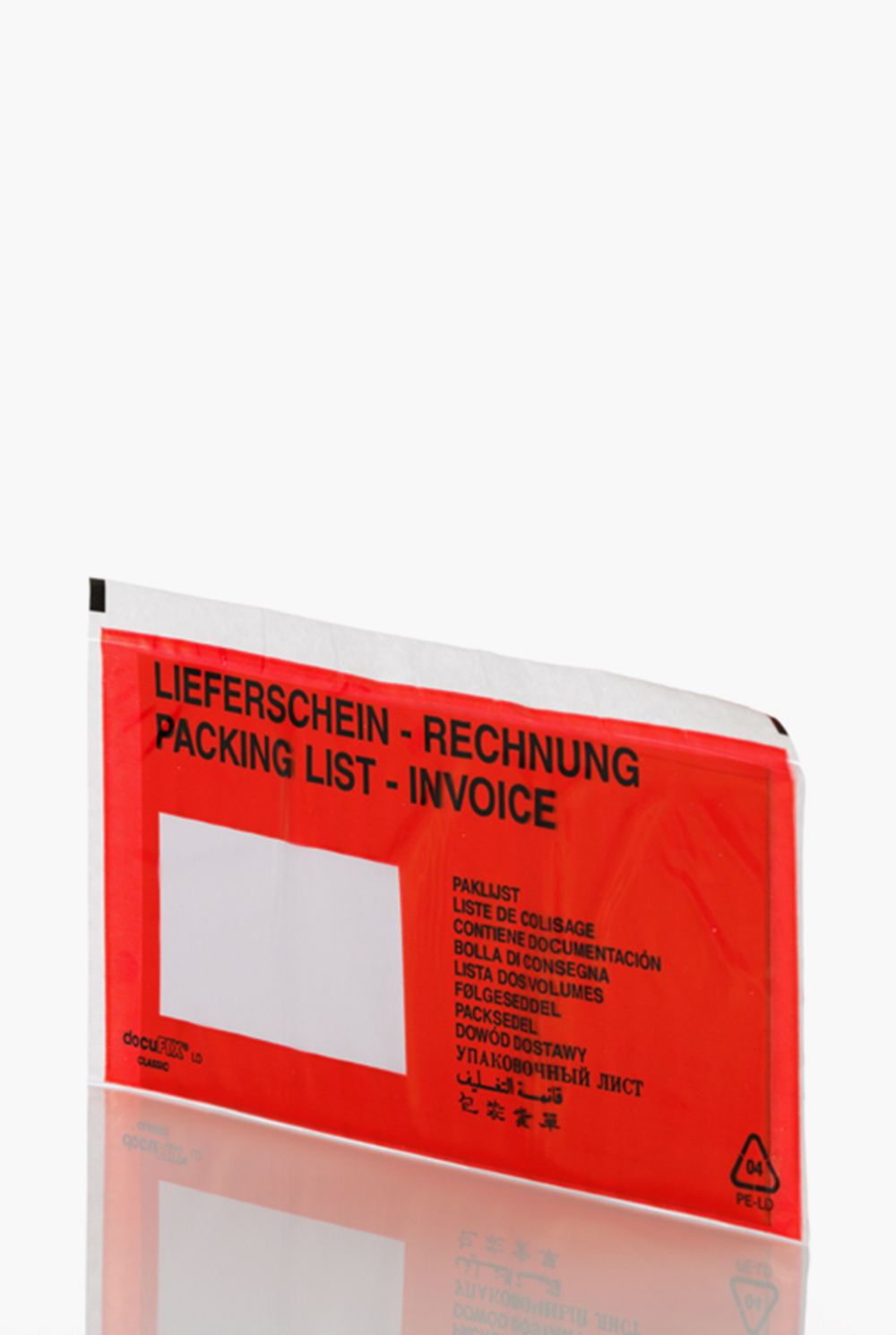 Begleitpapiertasche 240x110 mm für DIN lang mit Fenster